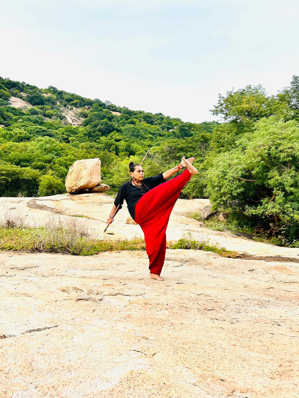 High kick on the rocks